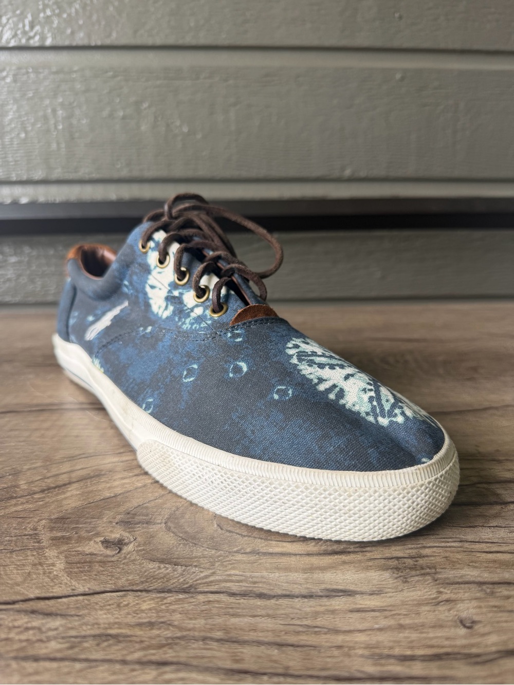 Polo by Ralph Lauren Vaughn Men’s Navy Blue Patterned Canvas Sneakers size 12 D